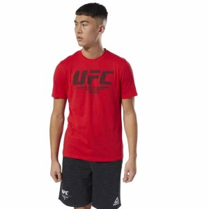 Reebok UFC Fan Gear Logo T Shirt Herren - Rot - DE 479-CQU